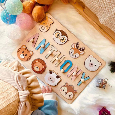 Ökospielzeug NameFun | Personalisierte Freude - Puzzle mit individuellem Namen für Kinder mit Stiften zum Lernen